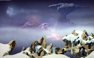 Mountain sky star light painting - a painting of a mountain free wallpaper