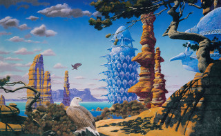 Bird rock forest flying mountain - a rock in a forest free wallpaper