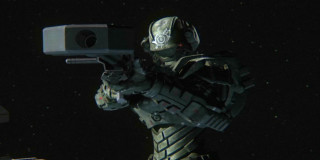 Space astronaut gun city lights - a space station free wallpaper