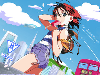 Woman backpack walking street bus 2 - a street free wallpaper