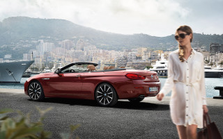 Woman walking red convertible harbor - convertible free wallpaper
