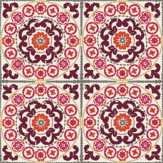Red white tile flower ornamental - a mosaic free wallpaper