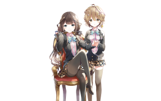 Anime girls chair crossed legs - a purse free wallpaper