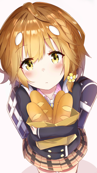 Blonde girl blue jacket bread - the camera free wallpaper