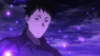 Man blue shirt purple sky - a character portrait free wallpaper