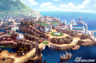 Fantasy island city pirate ship - a computer free wallpaper