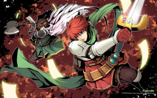 Woman red hair holding sword 2 - a sword and a sword free wallpaper