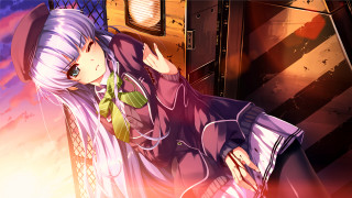 Purple hair green tie wall - against a wall free wallpaper