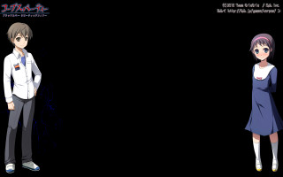 Anime couple characters black background 2 - volumetric free wallpaper