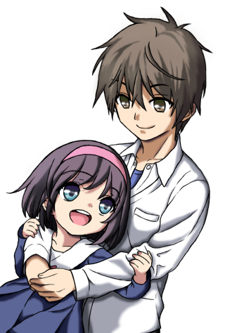 Anime hug couple blue brown - dada free wallpaper