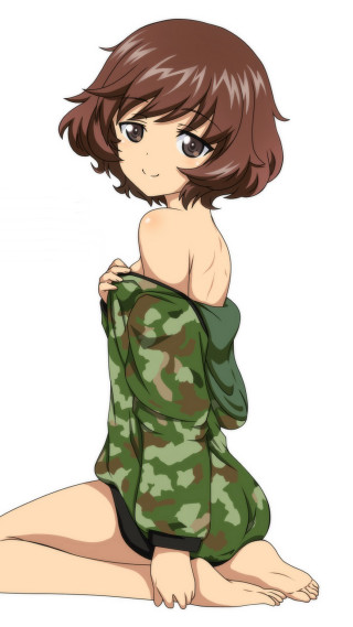 Woman bathing suit sitting camouflage - her leg free wallpaper