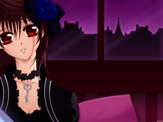 Woman red eyes black dress - red eye free wallpaper