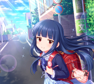 Girl long hair backpack walking 2 - a hologram free wallpaper