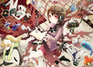 Girl book anime characters wallpapered - pop surrealism free wallpaper