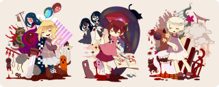 Anime characters blood wall woman - a group of anime characters free wallpaper