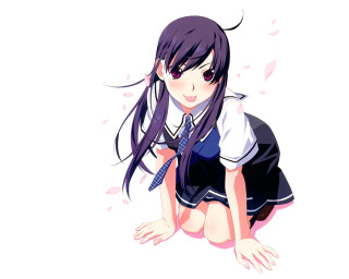 Girl school uniform kneeling hair - the wind free wallpaper
