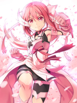 Pink hair girl flowers standing - a girl free wallpaper