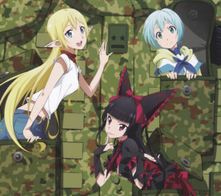 Anime girls uniform green wall - a wall free wallpaper