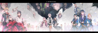 Anime characters mountain snow falling - a sky background free wallpaper for desktop