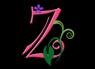 Pink green number seven flower - side and a butterfly free wallpaper