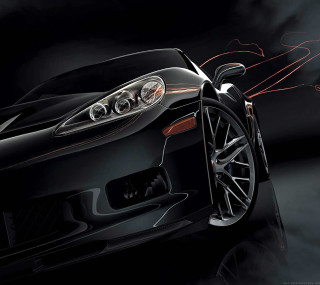 Black sports car red light 2 - black background free wallpaper