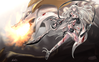 Woman sword blood desert fire - a desert area free wallpaper