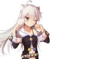 White haired cat eared sword - a smile free wallpaper for desktop