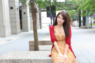Woman bench citypark tree building - fei danxu free wallpaper