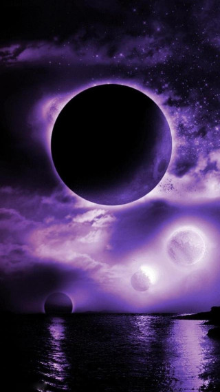 Purple sky black moon stars - a. hardy free wallpaper