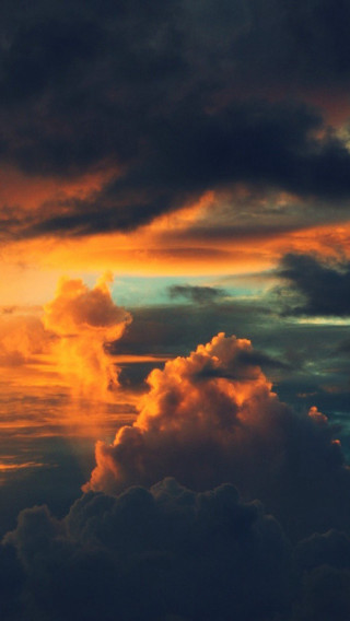 Plane flying cloudy sky sunset - a plane in the distance free wallpaper