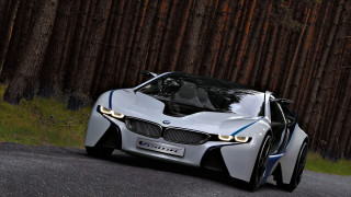 White bmw concept car forest - a black top free wallpaper