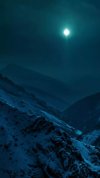 Full moon snowy mountains night - a full moon free wallpaper