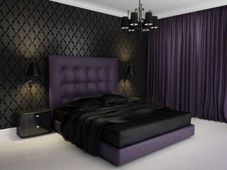 Purple headboard black bed black 2 - edi rama free wallpaper