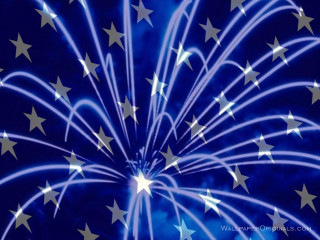 Blue white fireworks stars sky 2 - white star free wallpaper
