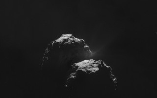 Large rock dark sky bright - volumetric light free wallpaper