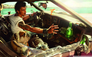 Man driving car dog passenger - david lachapelle free wallpaper