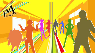 Group people hallway window yellow - a pop art painting free wallpaper