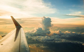 Plane wing sunset clouds lake - sunset free wallpaper