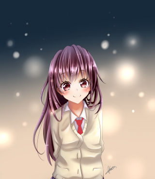 Girl long hair snow anime - computer art free wallpaper