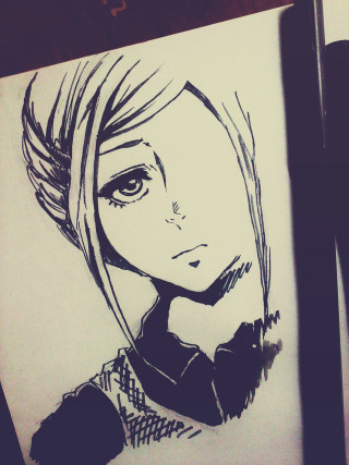 Girl ponytail shirt drawing artwork - a piece of paper free wallpaper