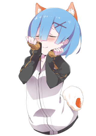 Blue hair cat ears cat - dan content free wallpaper