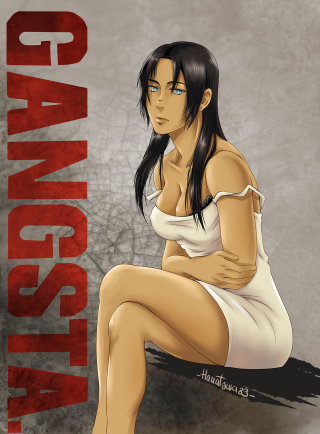 Woman white dress giantess art - her hip free wallpaper