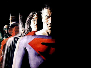 Costumed group batman superman red - a red cape free wallpaper