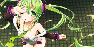 Green hair girl blush fence - green hair free wallpaper