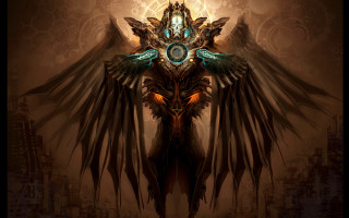 Winged creature clock forehead wings - creature free wallpaper