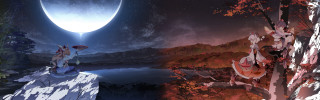 Cliff umbrella moon lake trees 2 - a cliff free wallpaper for desktop