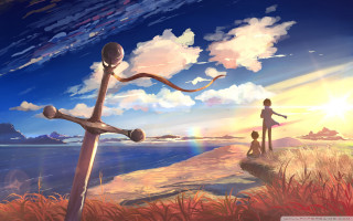 Beach cross cliff person standing - a painting of a person free wallpaper