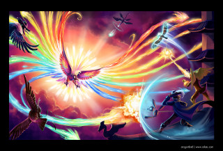 Bird flying fire smoke painting - a painting of a bird free wallpaper