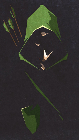 Green paper cutout face arrows - a face free wallpaper