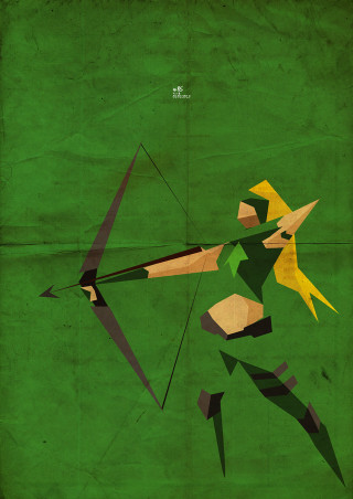 Man bow arrow poster image - art deco free wallpaper